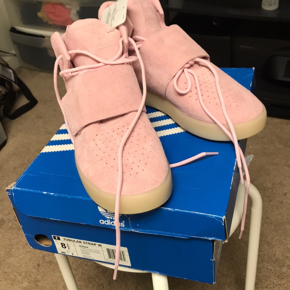 Pink adidas tubular strap 8.5